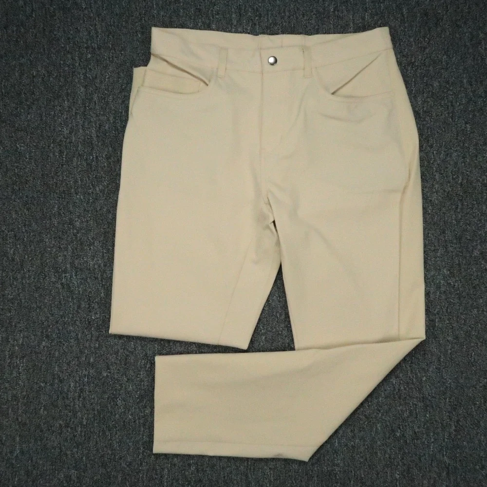 State & Libert Pants Mens 33x30 Beige Straight 5 Pocket Stretch Golf Performance